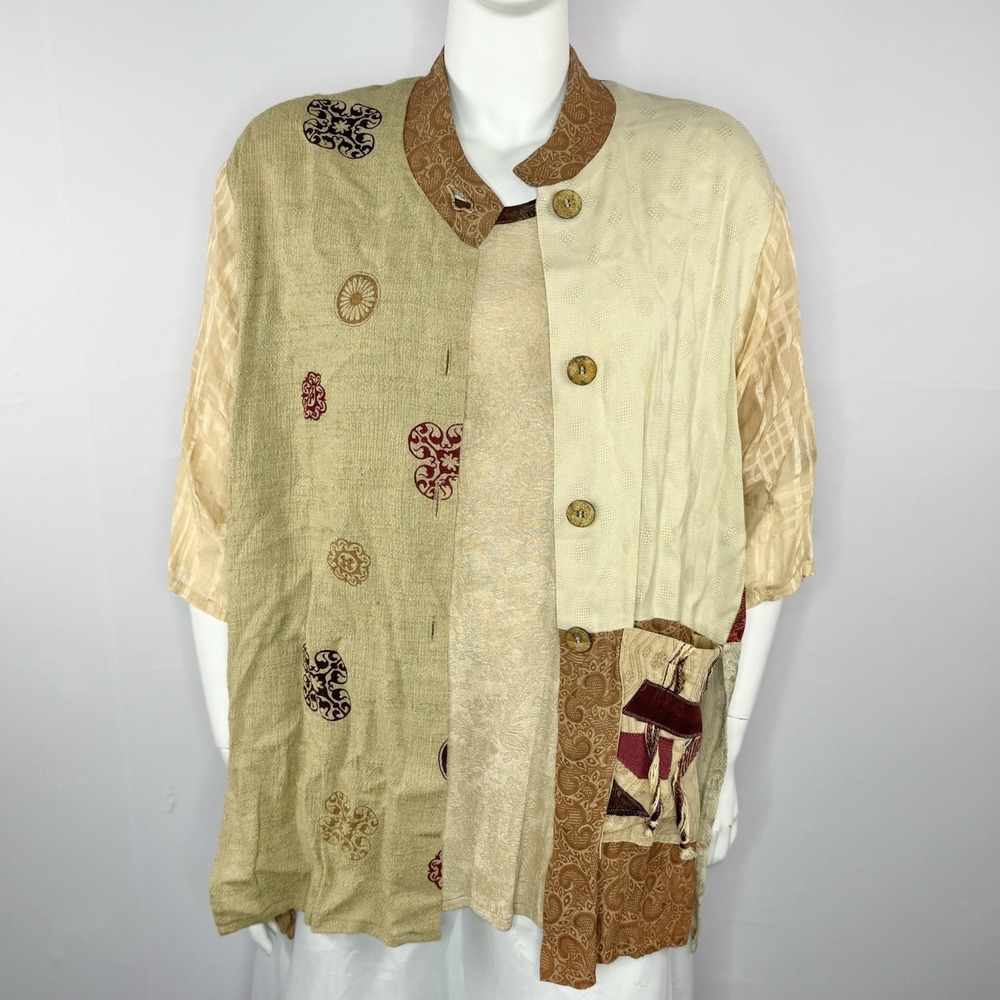 VTG Donna Jessica Artsy Boho Patchwork 3/4 Sleeve Blazer & Top Sz 3/ XL-1X - Picture 2 of 9
